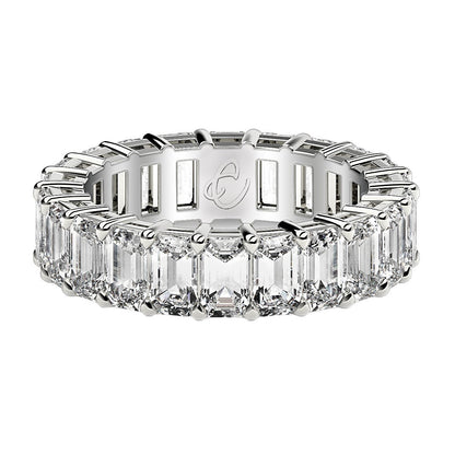Emerald-cut lab-grown diamond eternity ring in 14k white gold, 6 cttw FG/VS2 on Tampa Home & Garden Store