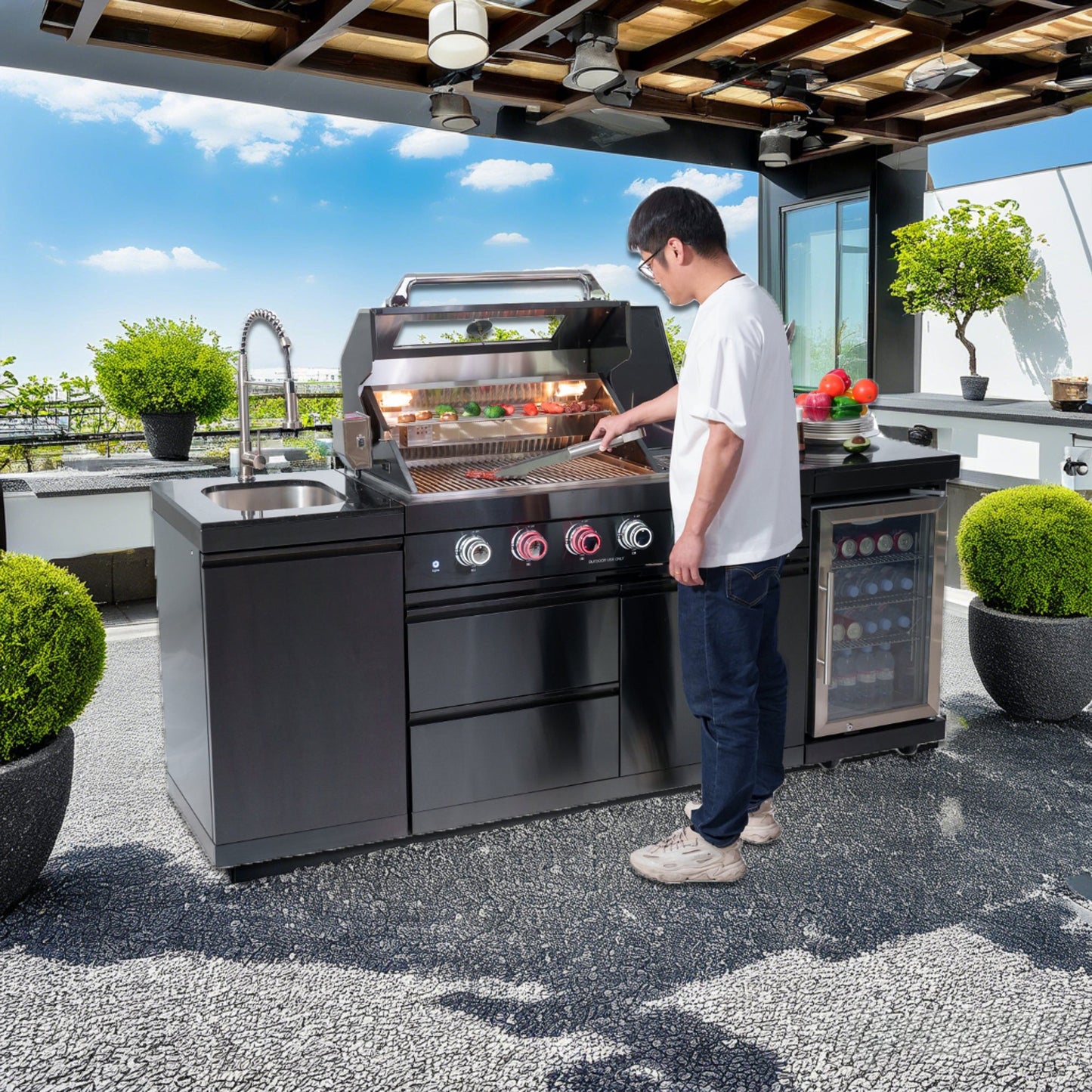 46 Inch Stainless Steel And Gas Island Grill