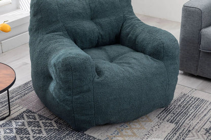 Soft Teddy Fabric Bean Bag Chair With Tufted Foam