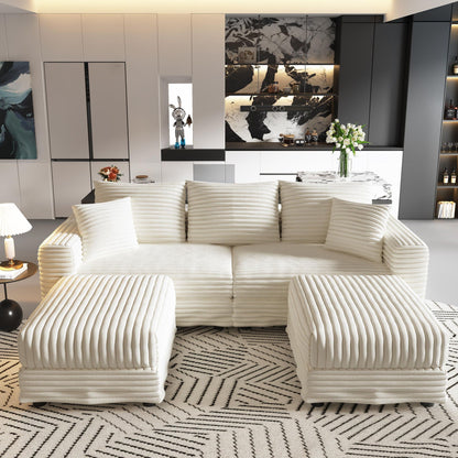Deep Seat Sofa Bed With Ottoman and Soft Pillows