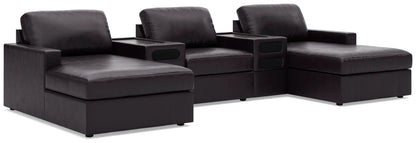 ModMax II 4-piece Sectional in black leather with cupholders by Unique Piece Furniture on Tampa Home & Garden Store