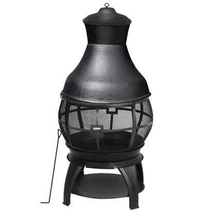45-inch Black Cast Iron and Steel Outdoor Fire Pit Chimenea - Tampa Home & Garden Store