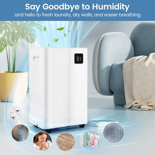 4500 Sq.Ft 54 Pints Dehumidifier with 3 Modesfor Home and Basement-White - Tampa Home & Garden Store