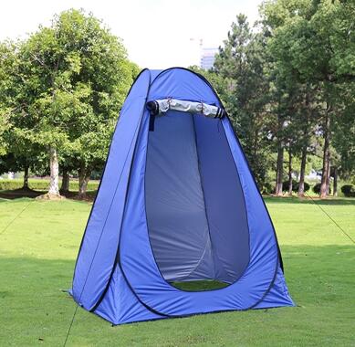 Portable privacy camping tent in blue with open front entry and lightweight frame on Tampa Home & Garden Store