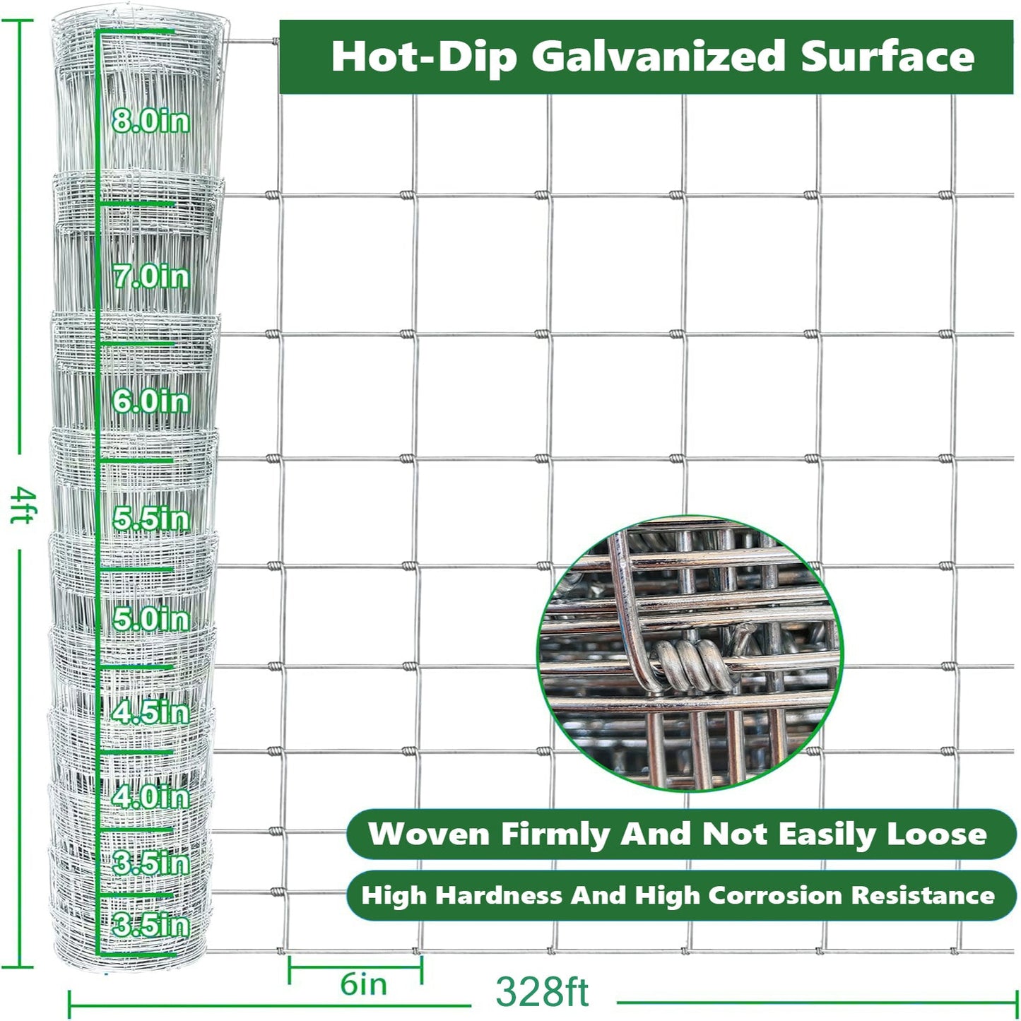 Farm fence 4ft x 328ft 14-gauge heavy galvanized wire cattle fencing with rolled coils on Tampa Home & Garden Store
