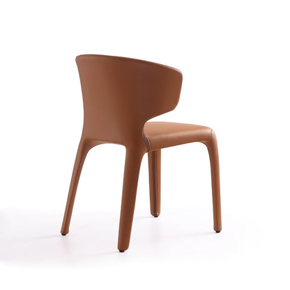 Conrad dining chair set of 2 brown faux leather with curved back and metal frame on Tampa Home & Garden Store