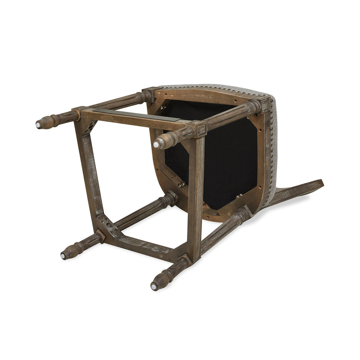 Rattan wicker high-back counter stool with oak frame in dark brown, underside shows studded edge on Tampa Home & Garden Store