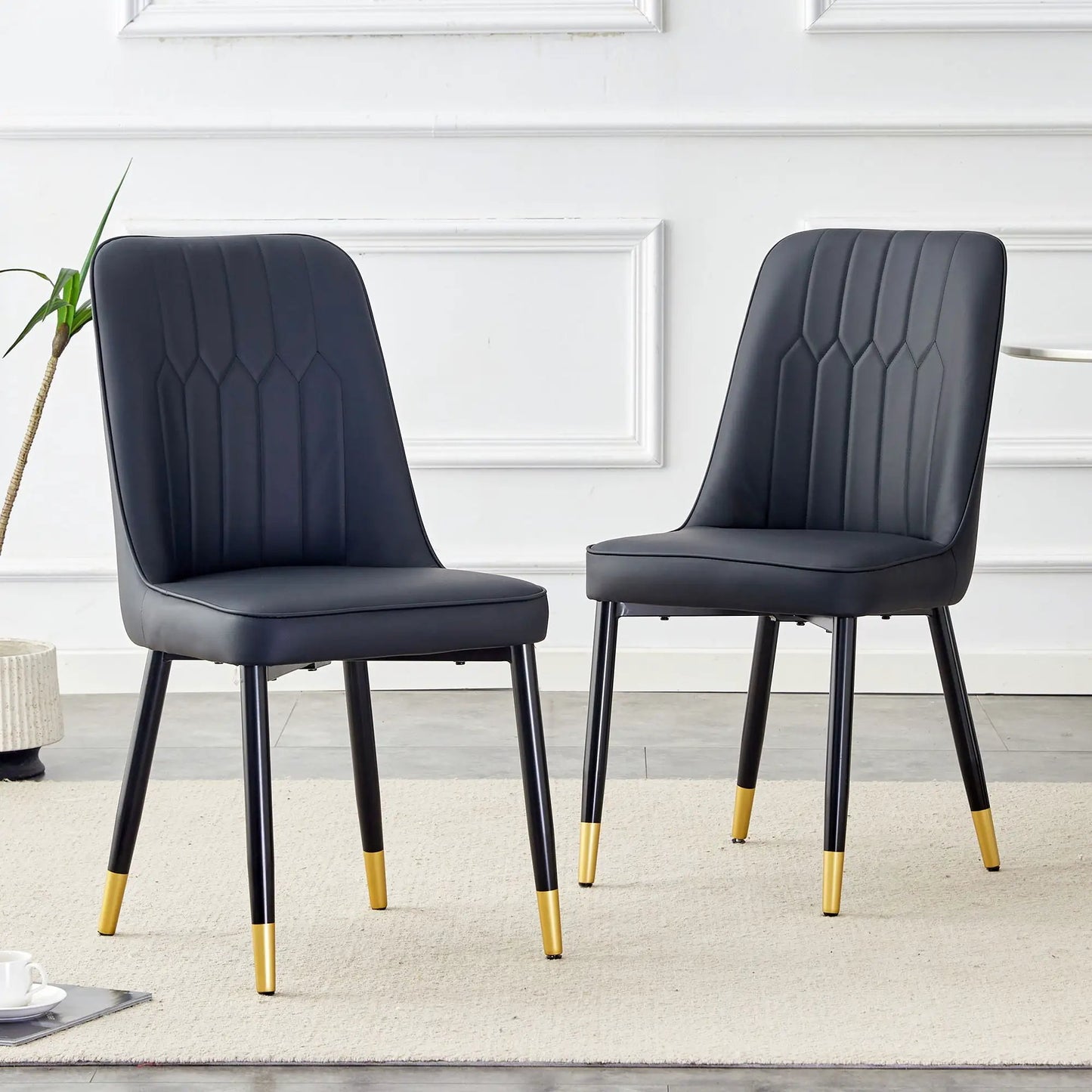 Modern chair with metal legs, dark gray upholstery, set of 2 by Unique Piece Furniture on Tampa Home & Garden Store