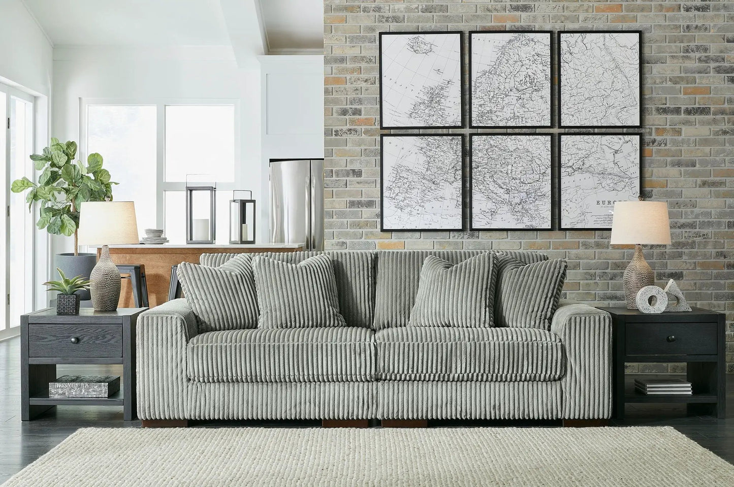 Lindyn Sectional Sofa with Cord Upholstery
