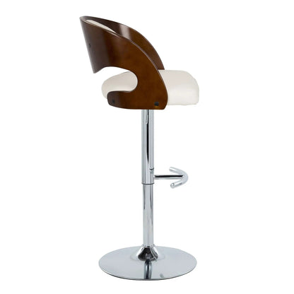 Pino mid-century bar stools set of 2 with swivel, chrome base, white cushion, cherry back on Tampa Home & Garden Store