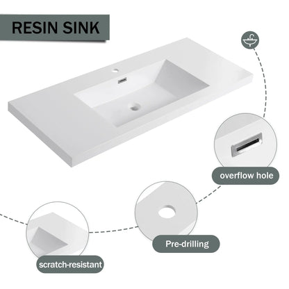Modern Freestanding Vanity With Resin Sink