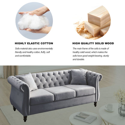 Chesterfield Sofa With Nailhead Trim and Cushions