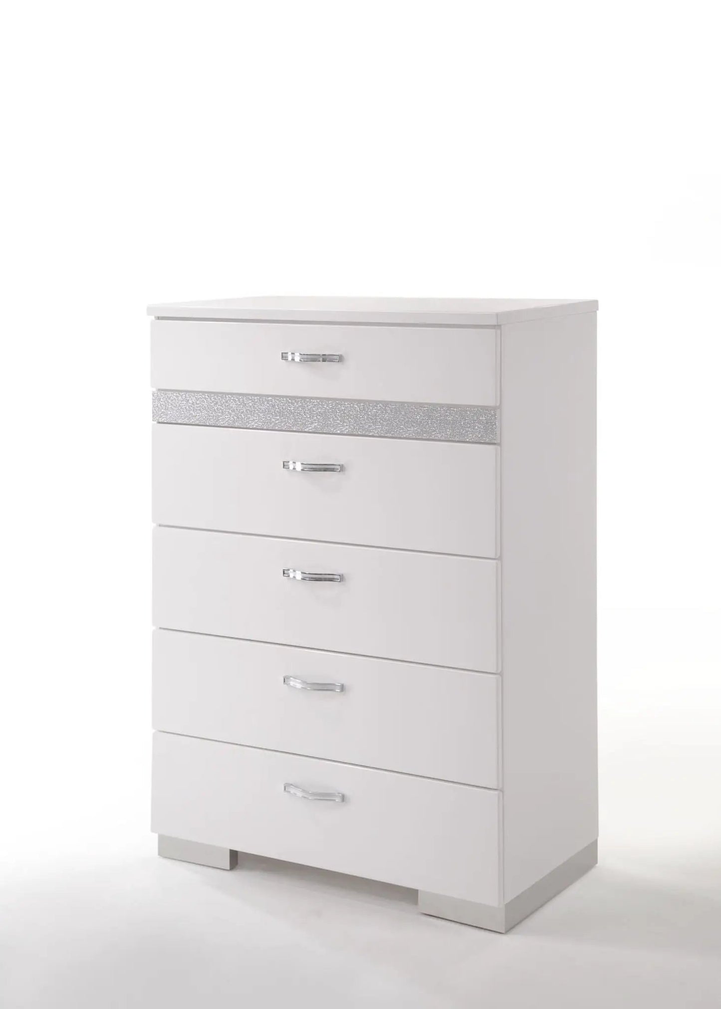 Naima II High Gloss Chest White With Five Drawers
