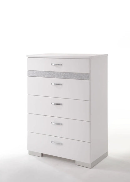 Naima II High Gloss Chest White With Five Drawers