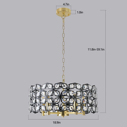 19in Geometric crystal prisms pendant chandelier with black metal ring and gold canopy on Tampa Home & Garden Store