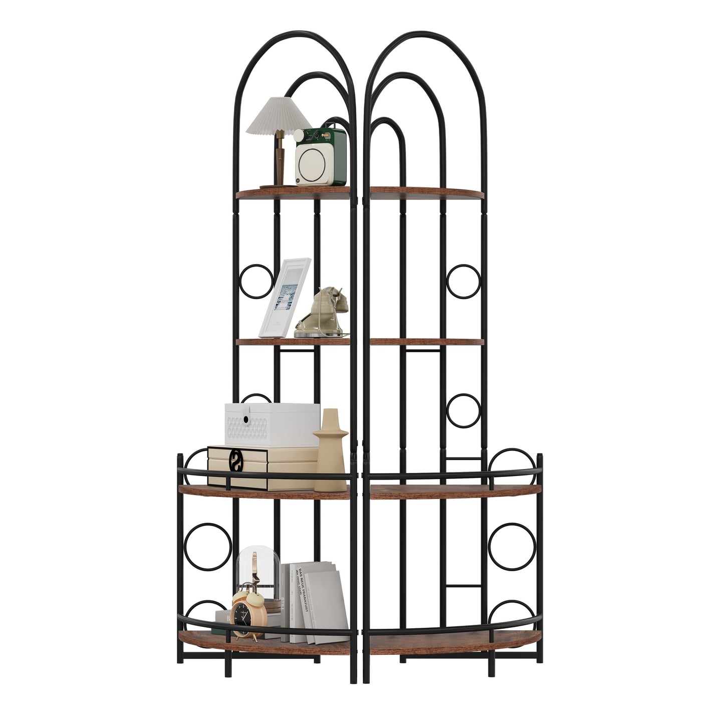 4-Tier Corner Bookshelf, Modern Style, Plant Stand with Metal Frame - Tampa Home & Garden Store