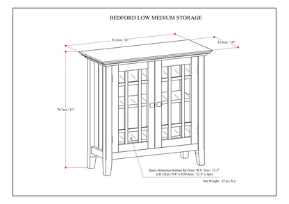 Bedford Storage Media Cabinet with Glass Doors
