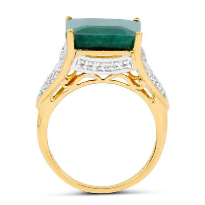Emerald-dyed ring with white topaz center and gold-tone setting with pavé accents on Tampa Home & Garden Store