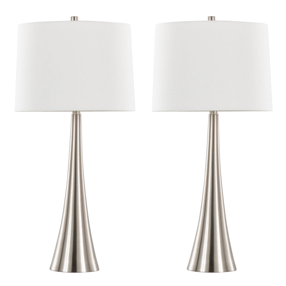 Diana lamps set of 2 with white drum shades on brushed nickel bases by HouseOfZazla on Tampa Home & Garden Store
