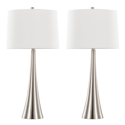 Diana lamps set of 2 with white drum shades on brushed nickel bases by HouseOfZazla on Tampa Home & Garden Store