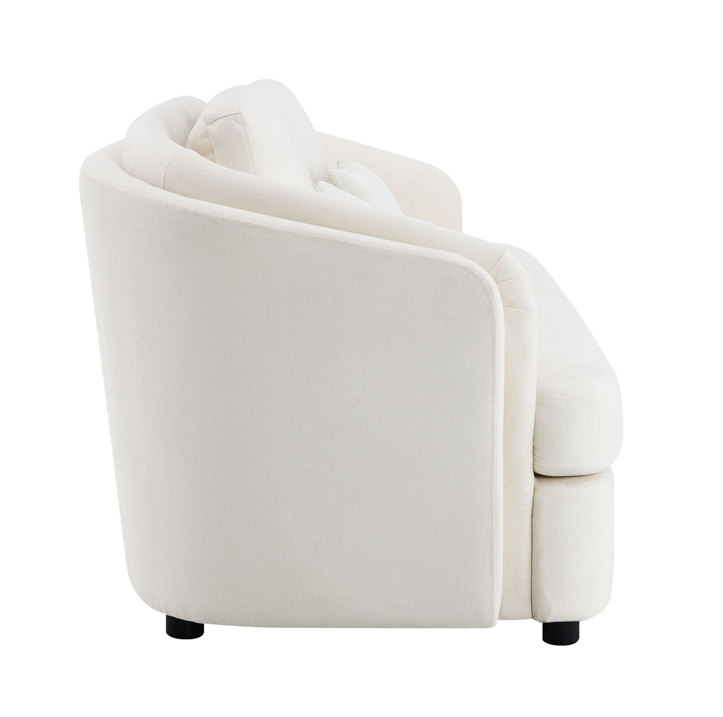 Stylish Mariko Linen Sofa and Beige Toss Pillows