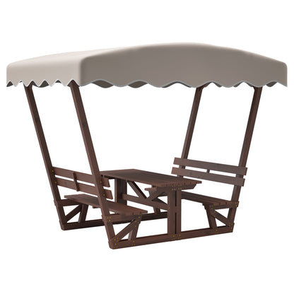 Outdoor Solid Wood Picnic Table with Canopy