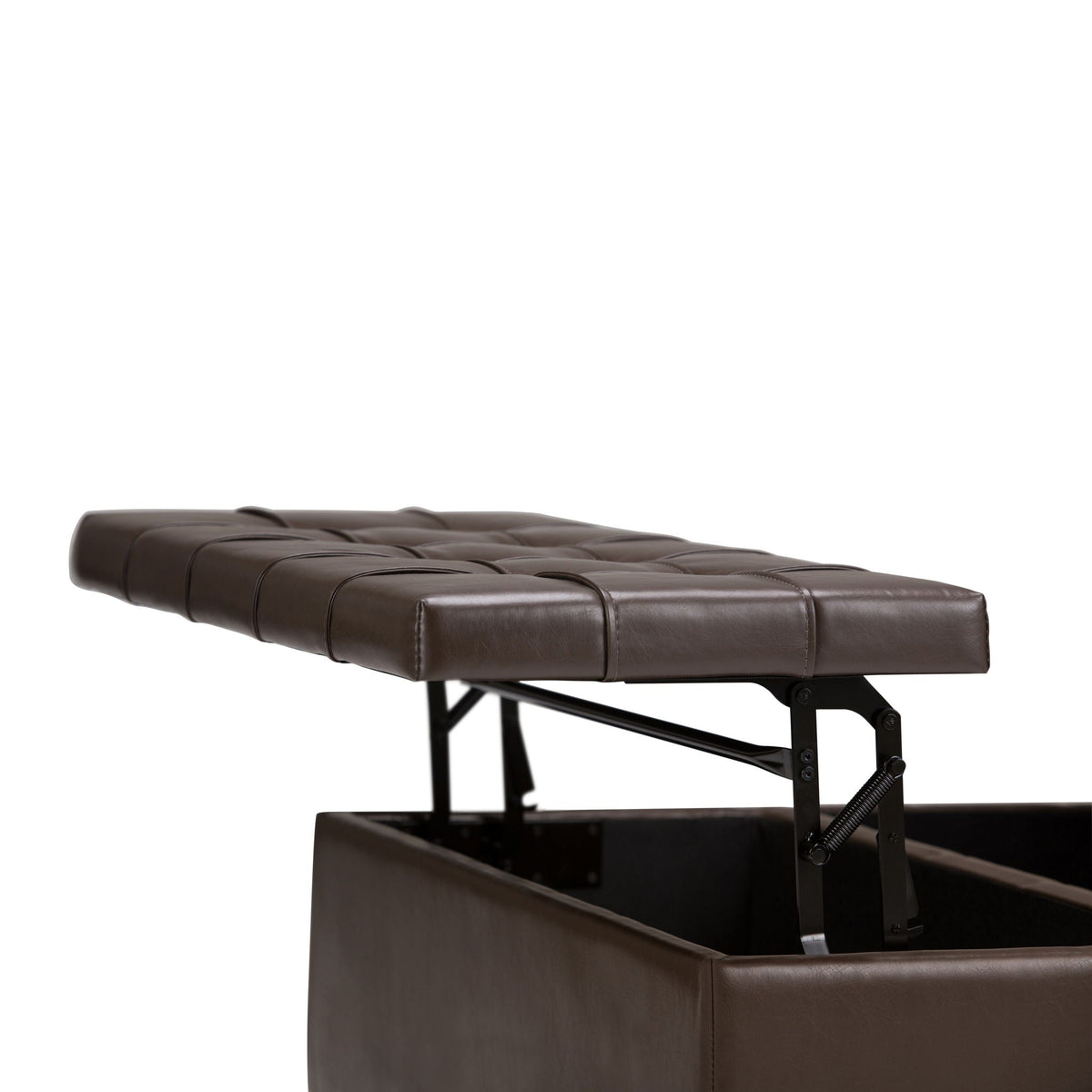 Harrison Tufted Lift-Top Brown Leather Ottoman with storage on Tampa Home & Garden Store