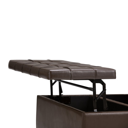 Harrison Tufted Lift-Top Brown Leather Ottoman with storage on Tampa Home & Garden Store