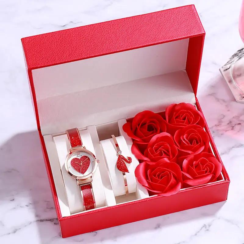 Valentine's day ladies watch set FLIPSTYLEZLLC with red glitter strap watch and red roses in gift box on Tampa Home & Garden Store