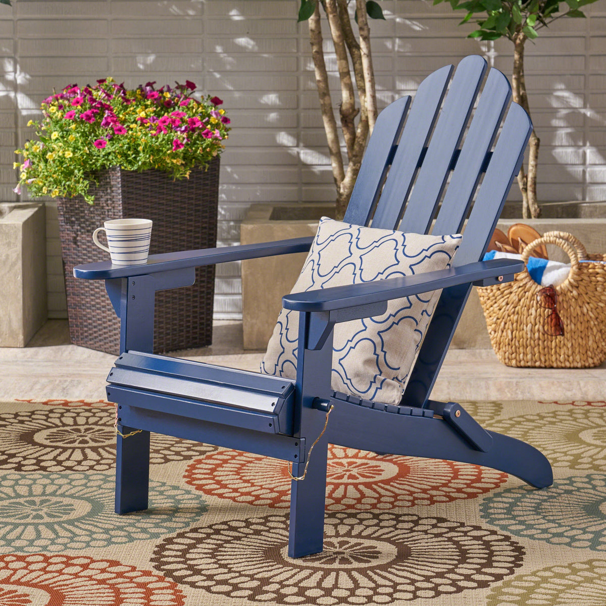 Hollywood Adirondack chair blue painted wood for patio seating HouseOfZazla on Tampa Home & Garden Store