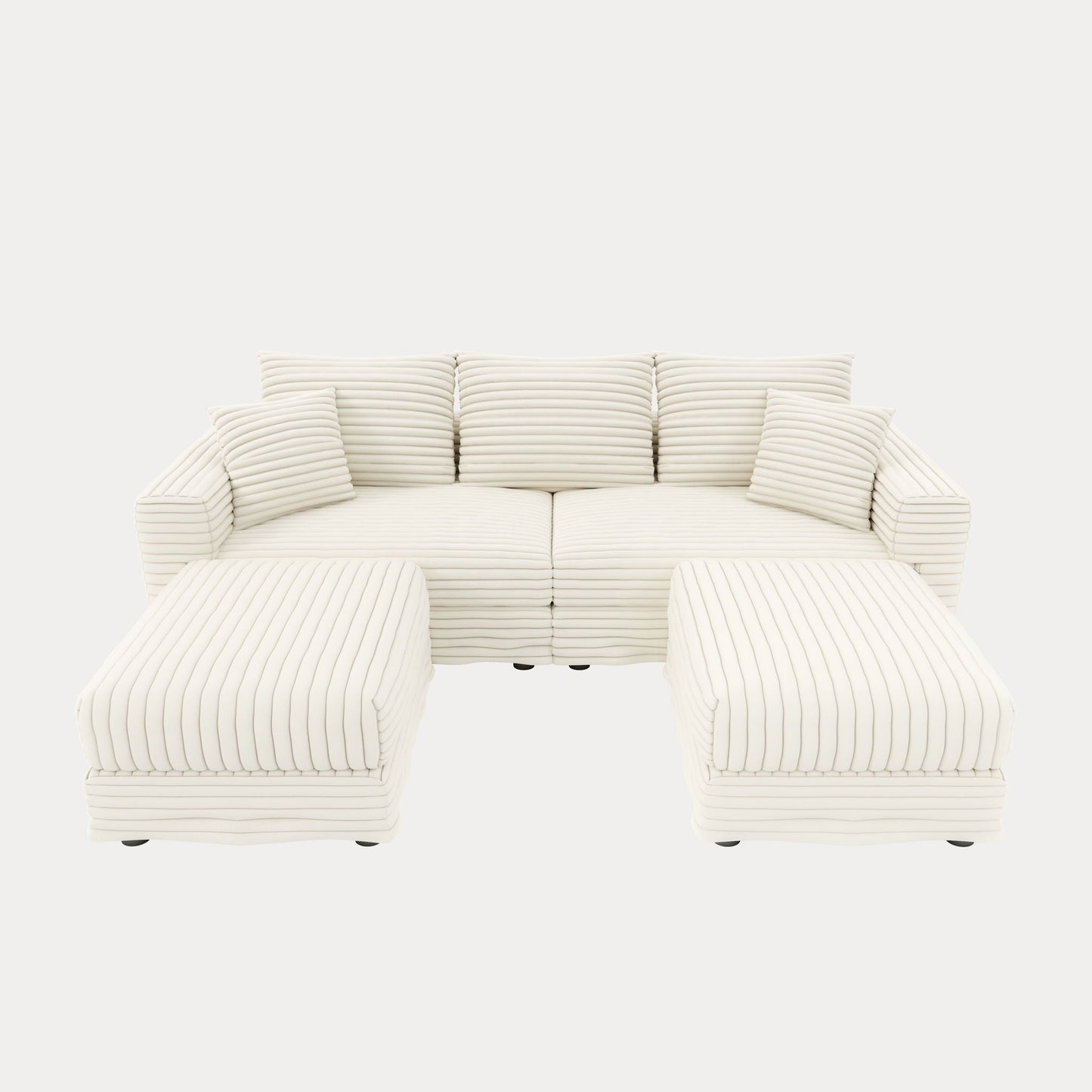 Deep Seat Sofa Bed With Ottoman and Soft Pillows