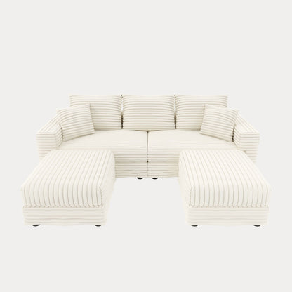 Deep Seat Sofa Bed With Ottoman and Soft Pillows