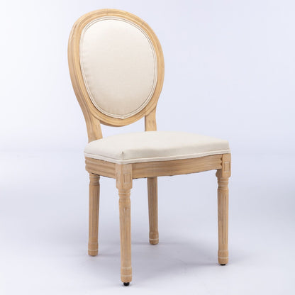 French style solid wood dining chair with beige fabric back and seat by HouseOfZazla on Tampa Home & Garden Store