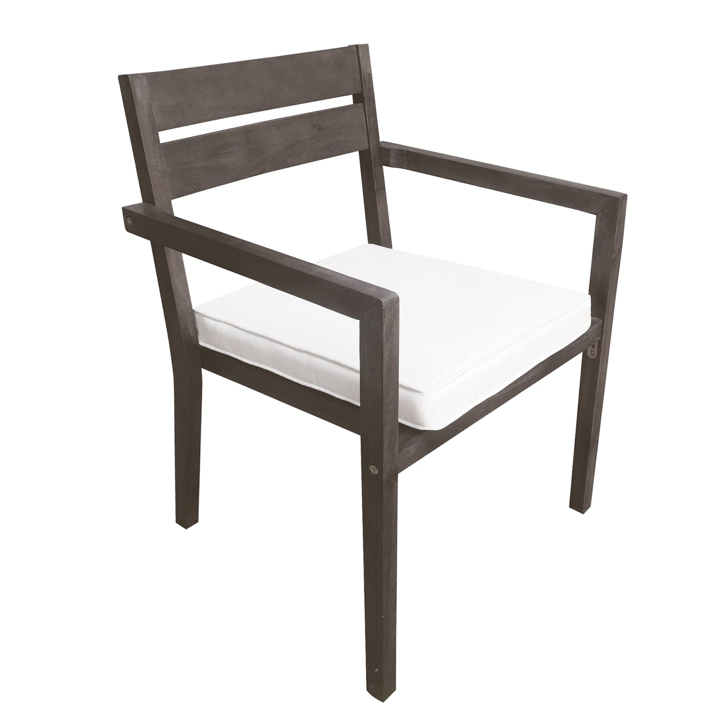 U_Style acacia wood outdoor dining chair with white cushion in dark finish by HouseOfZazla on Tampa Home & Garden Store