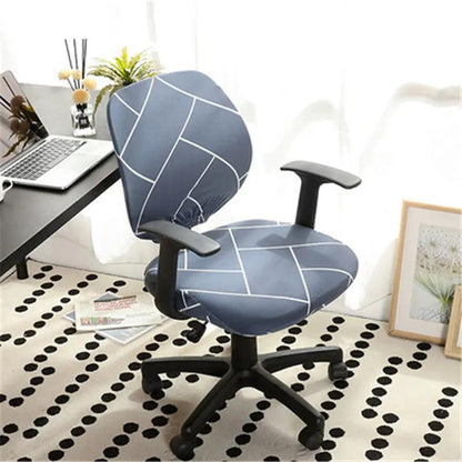 Office computer chair cover in blue geometric pattern by FLIPSTYLEZLLC, fits swivel chair on Tampa Home & Garden Store