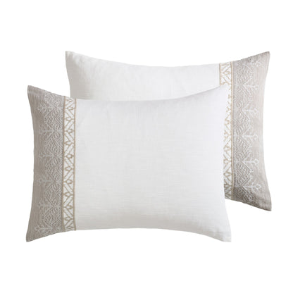 Tan And White Textured Jacquard Comforter Set