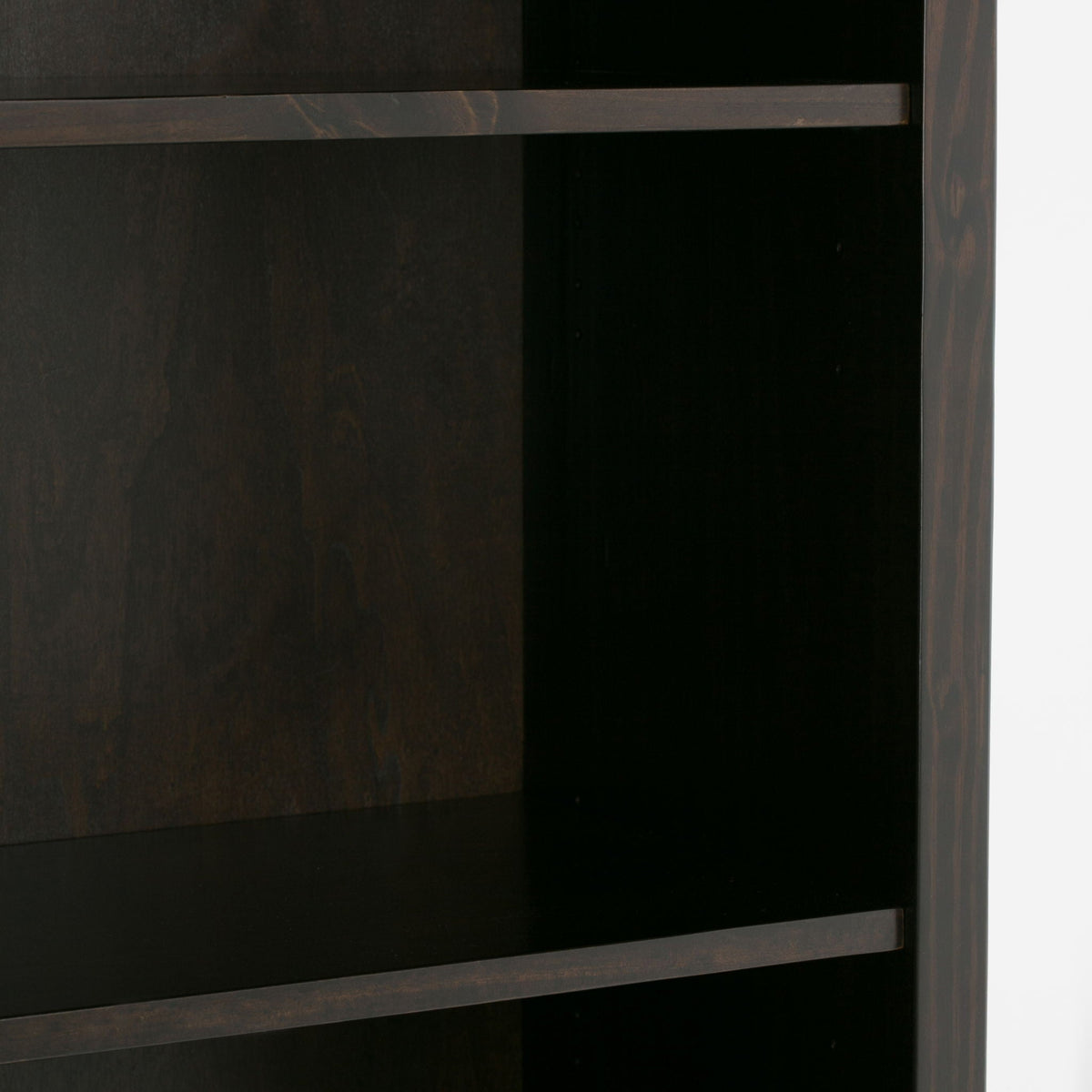 Amherst wooden bookcase by HouseOfZazla with adjustable shelves in dark wood finish on Tampa Home & Garden Store