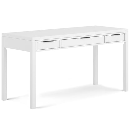 Handcrafted solid wood writing desk with three slim drawers in white finish on Tampa Home & Garden Store