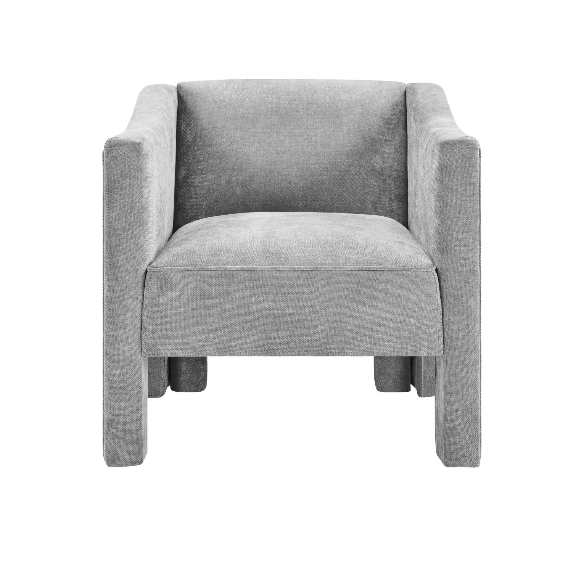 Barrel Accent Chair with Enclosed Arms, grey fabric upholstery, Unique Piece Furniture on Tampa Home & Garden Store