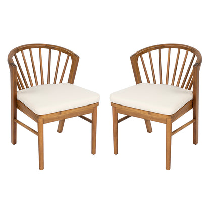 Acacia Wood Set of 2 Outdoor Dining Chairs