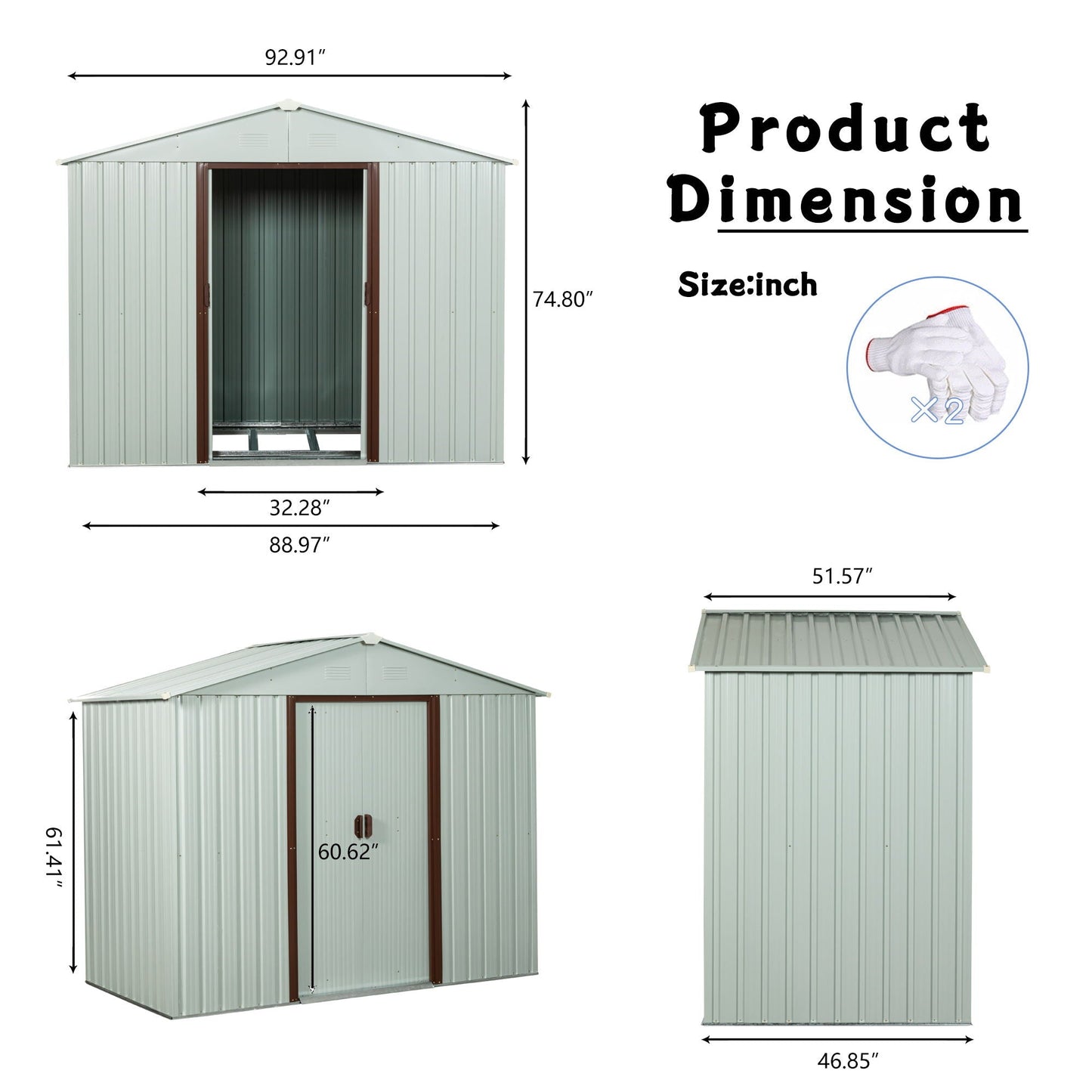 White Outdoor Metal Shed and Tool Storage