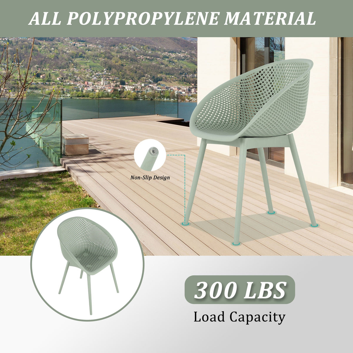 3-Piece Outdoor Lounge Chair Set by HouseOfZazla in sage polypropylene with lattice design on Tampa Home & Garden Store