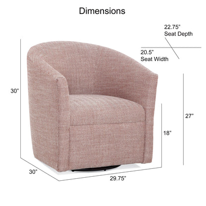 Lainey Swivel Barrel Chair with 360 Rotation in pink herringbone fabric by HouseOfZazla on Tampa Home & Garden Store