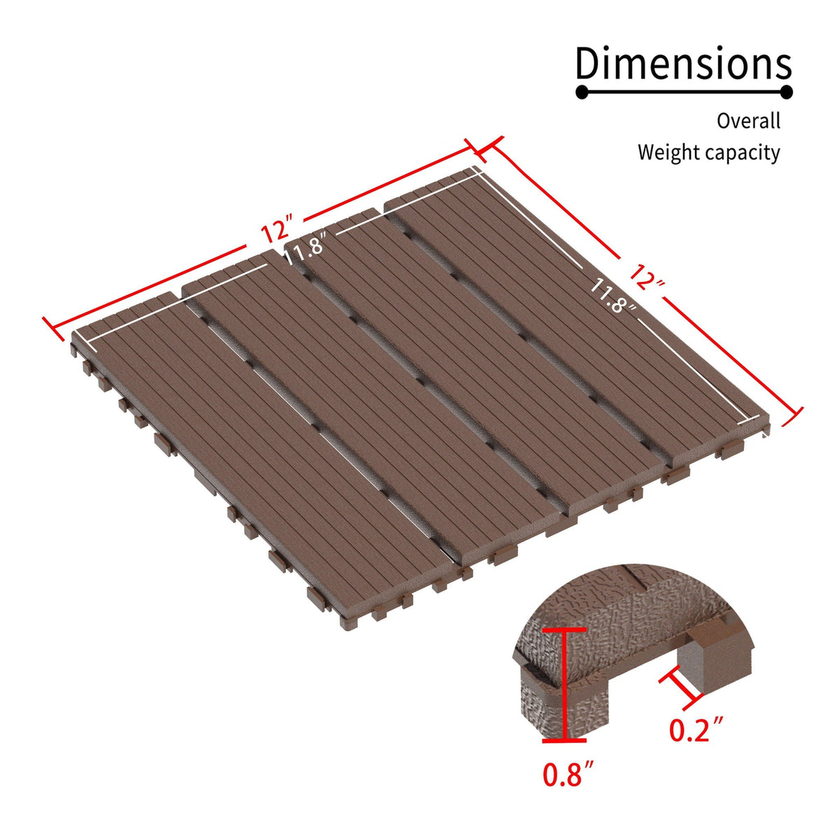 Interlocking deck tiles with no-tool assembly in dark brown or dark gray by HouseOfZazla on Tampa Home & Garden Store
