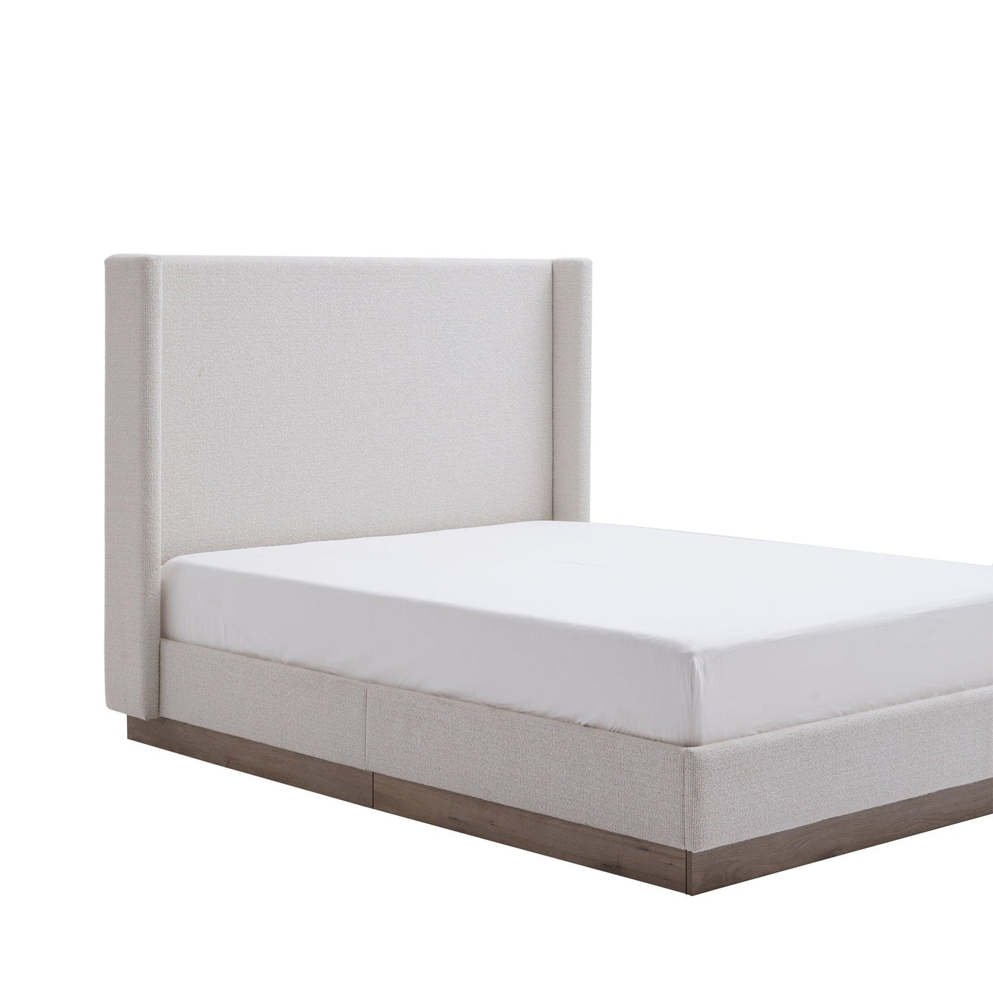 Hale Upholstered Wingback Bed by HouseOfZazla in beige fabric with wood base on Tampa Home & Garden Store