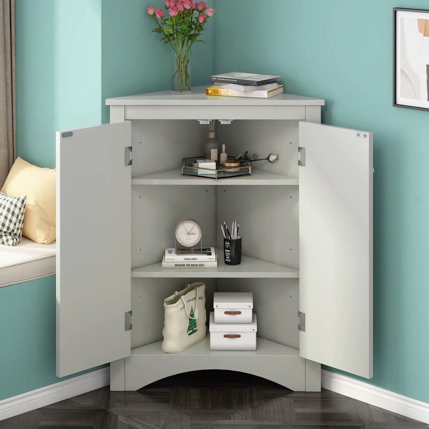 Triangle Bathroom Cabinet with Adjustable Shelves