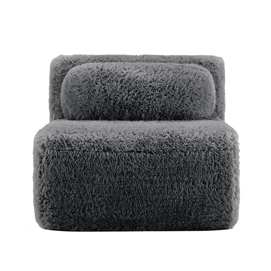 Aviana armless sofa with plush dark fabric and pillow by HouseOfZazla on Tampa Home & Garden Store