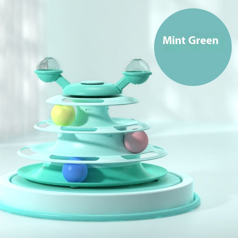 4-level mint green cat toy tower with 4 rolling balls, interactive puzzle by Sell My Stuff on Tampa Home & Garden Store