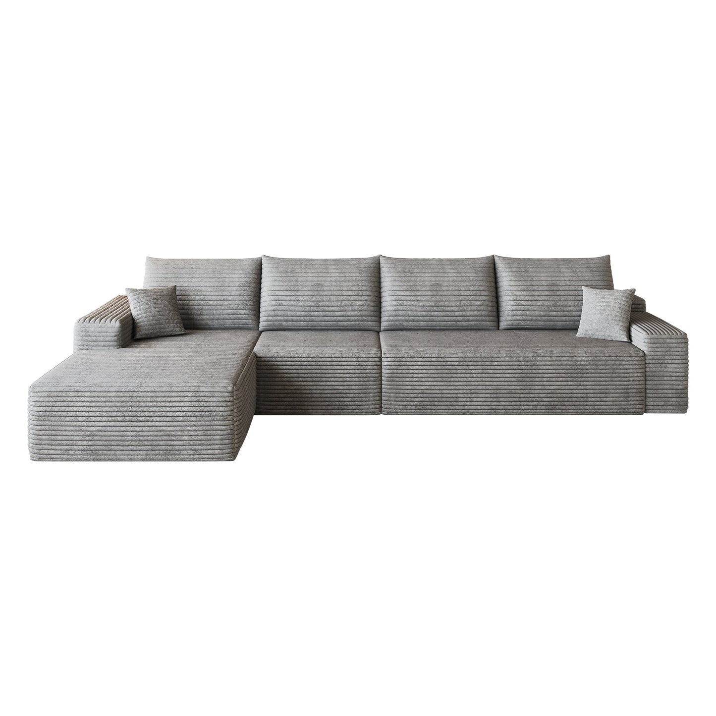 135-inch Cloud Sectional Sofa with L-shaped Chaise, gray ribbed fabric upholstery on Tampa Home & Garden Store