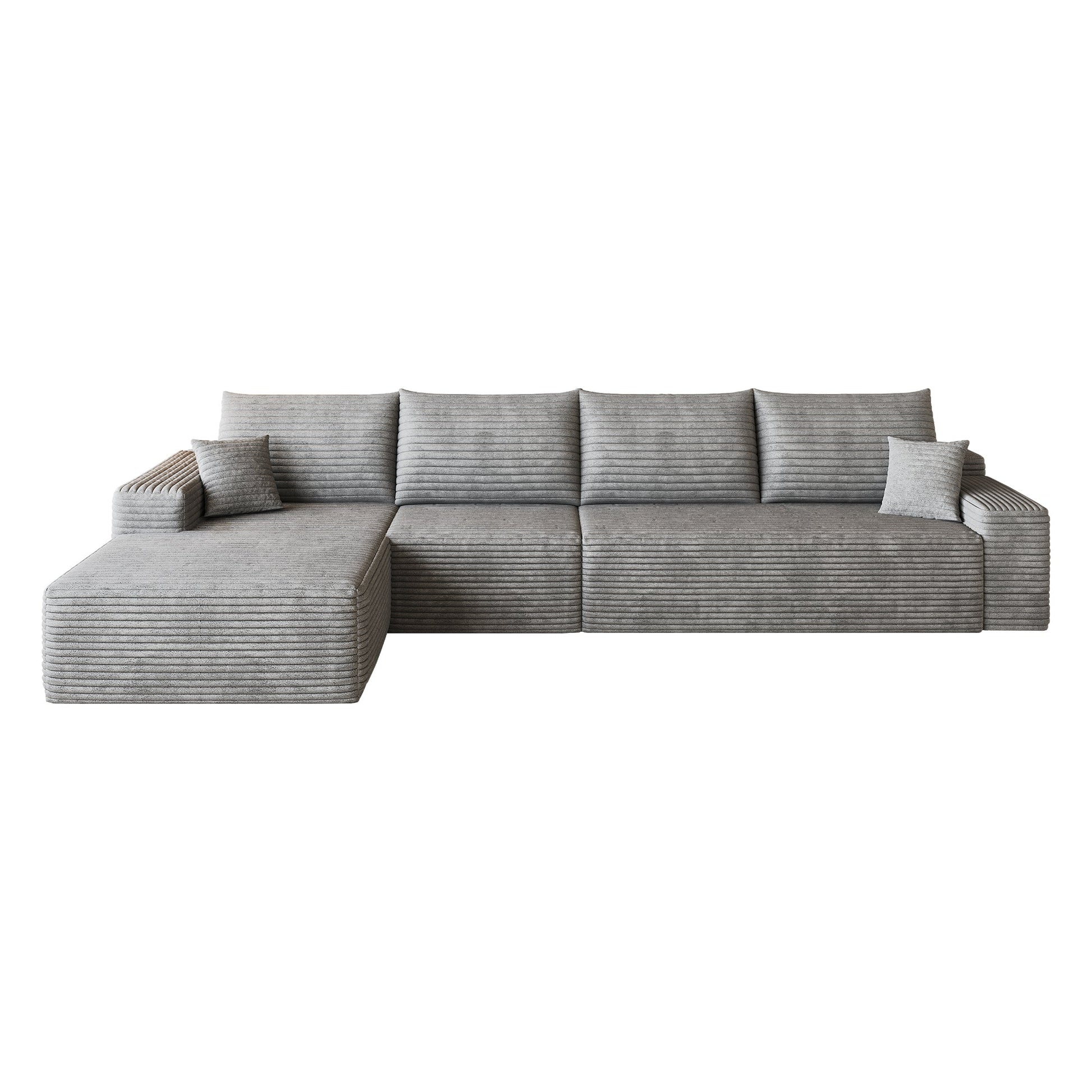 135-inch Cloud Sectional Sofa with L-shaped Chaise, gray ribbed fabric upholstery on Tampa Home & Garden Store